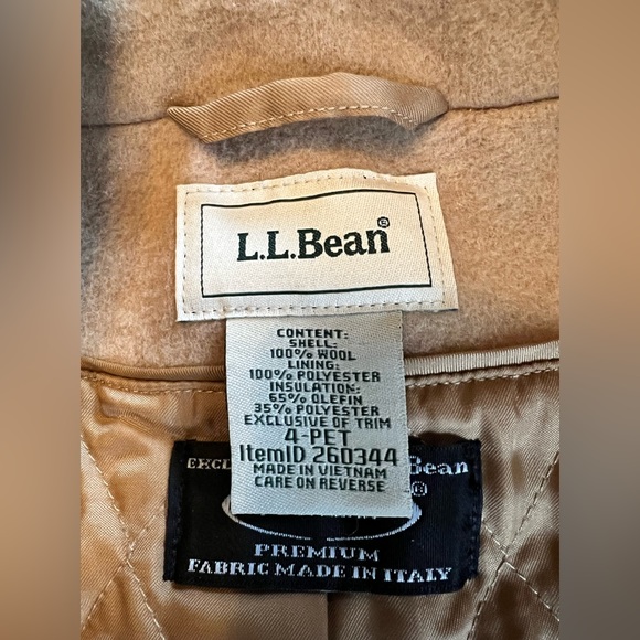 LL Bean Women's Classic Lambswool Peacoat Camel Size 4P- Like New! - Picture 14 of 15